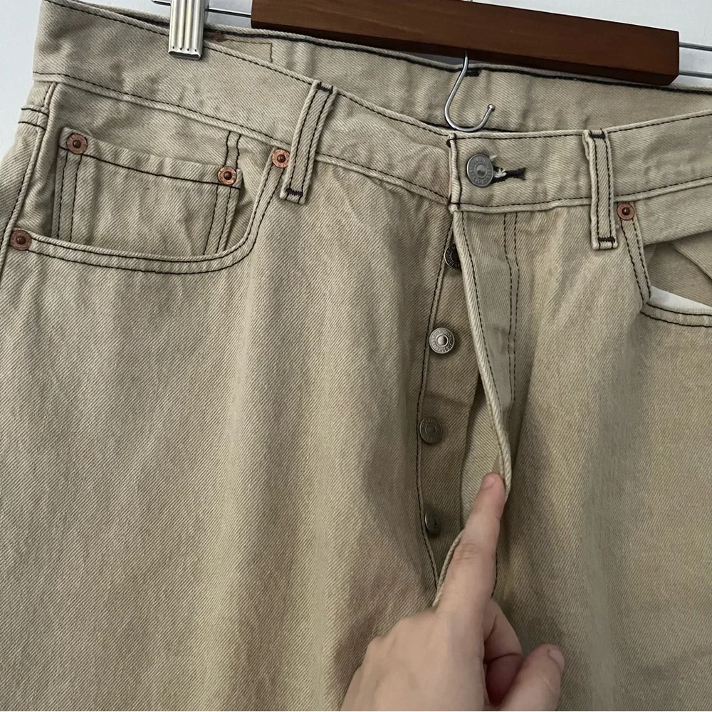 Levis 501 XX Straight Leg Beige Button Fly Rigid Y2K Jeans 36 X 34 (34 X 31)